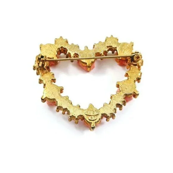 Vintage Avon 2002 Roses Heart Pastel Rhinestone Brooch Pin - Picture 4 of 5